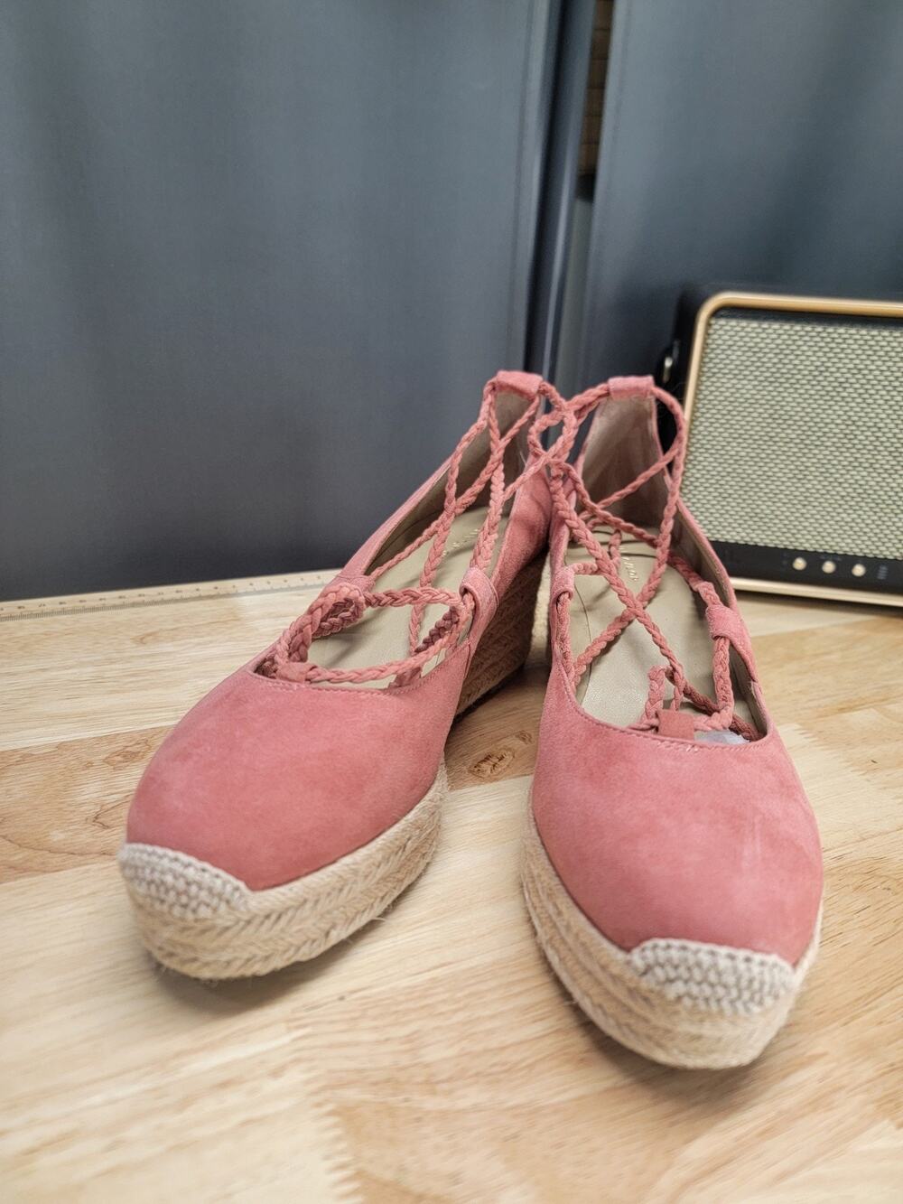Ann Taylor Elsa Suede Espadrille Wedges Women's Size 8